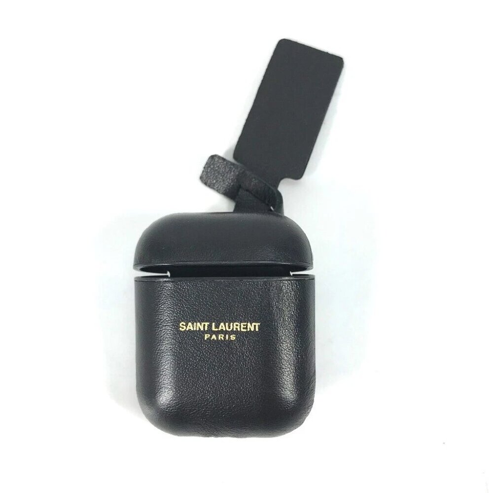 SAINT LAURENT PARIS 635662 logo airpods case key holder Earphone case Black - Picture 1 of 14